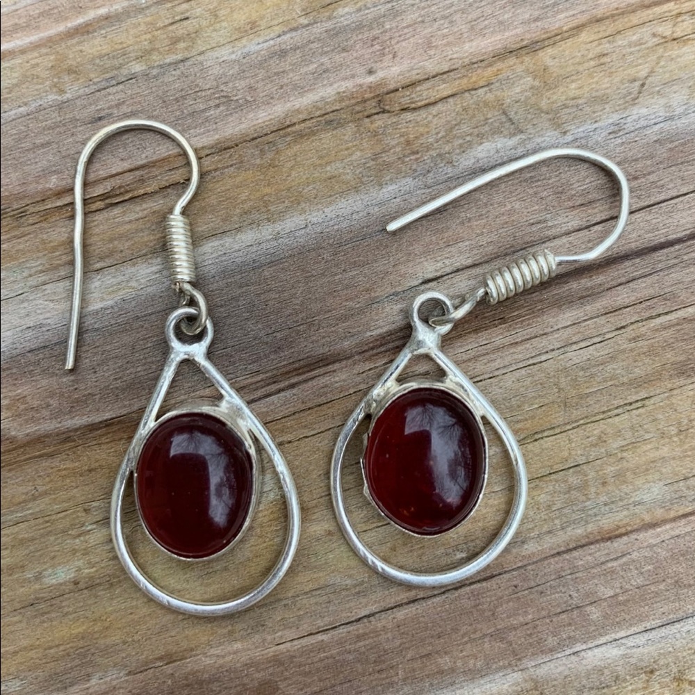 SOLD Garnet Earrings - Picture 3 of 4